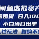 闲鱼虚拟资产 无需囤货 日入1000+ 小白当日出单