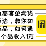 闲鱼高客单卖货新玩法，教你如何选品，如何通过一个品收入1万+