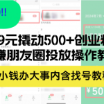 99元撬动500+创业粉，网赚朋友圈投放操作教程