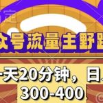 公众号流量主野路子玩法，一天20分钟，日入300~400，小白一学就会