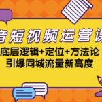 抖音短视频运营课程，底层逻辑+定位+方法论，引爆同城流量新高度【VIP】