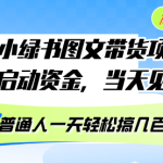 10月份小绿书图文带货项目 无需启动资金 当天见效