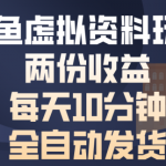 闲鱼虚拟资料玩法，两份收益，每天10分钟，全自动发货