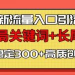 微信新流量入口引流术，布局关键词+长尾，每天稳定300+高质创业粉！