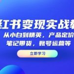 小红书变现实战教程：从小白到精英，产品定价，笔记带货，账号运营等